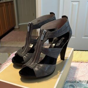 Michael Kors Black and Gray Zipper Heels